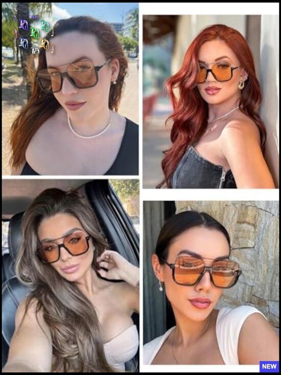Retro Square Aviator Sunglasses Oversized Trendy Unisex 70s Tinted Shades main image 6